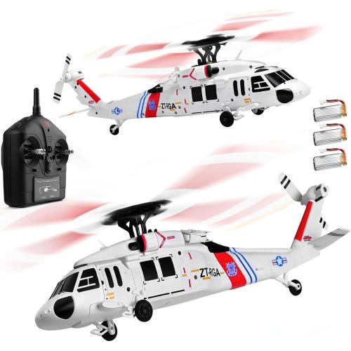 K270 UH60L Remote Controlled Helicopter 2.4Ghz 4CH RC Helicopter Heli Aileronless 6-Axis Gyroscope Air Pressure Hold Optical Flow Position 3-Batteries for Adults Beginners