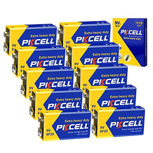 PKCELL 9V Batteries 10 Pack 9 Volt Battery for Smoke Alarms
