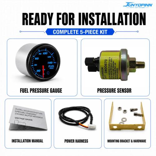 2''52mm Fuel Pressure Gauge 0-140 PSI with Sensor Tinted 7 Color Gauge Kit