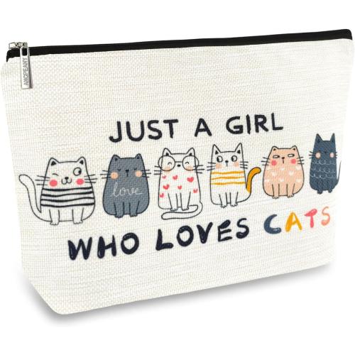 ancpeany Cat Gifts for Women Makeup Bag, Cat Lover Gifts for Cats Lovers, Cats Themed Lady Gift, Cats Mom Accessories Stuff for Teens Girls Daughter Birthday Decorations, Cosmetic Bag Zipper Pouch