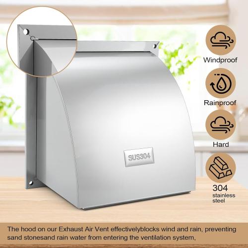 304 Stainless Steel Outdoor Wall Vent Cover, Exterior Dryer Vent Outlet Grille Louvered Duct Ventilation with Mesh Screen and Tool for Storage Room, Kitchen and Bathroom，12x12
