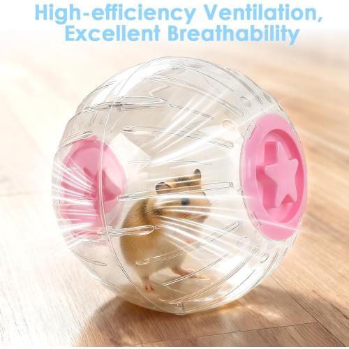 Hamster Exercise Ball 7.9 Inch–Crystal Clear Hamster Running Ball with Twist-Lock Lid, Large Safe Ventilation Toys, Accessories for Syrian/Dwarf Hamsters and Other Small/Medium Hamsters, Pink