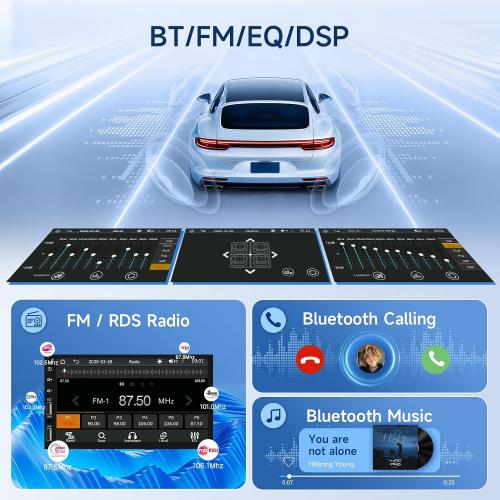 Leadfan Double Din Car Stereo Radio Support Apple Carplay&Android Auto, 7inch HD Touchscreen Double Din Radio with Bluetooth, Car Audio Receivers, Camera, MirrorLink, FM Radio, 2 USB/TF/AUX/Subwoofer
