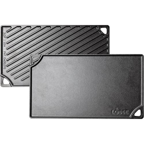 Lodge Reversible Cast Iron Grill/Griddle Pan 16.75 x 9.5 - Pre-Seasoned Dual-Sided Double Burner for BBQ, Eggs, Pancakes, Burgers - PFAS Free Cookware - Flat Top Plate for Oven, Grill, & Campfire ‼️the item is used and has mild stains‼️