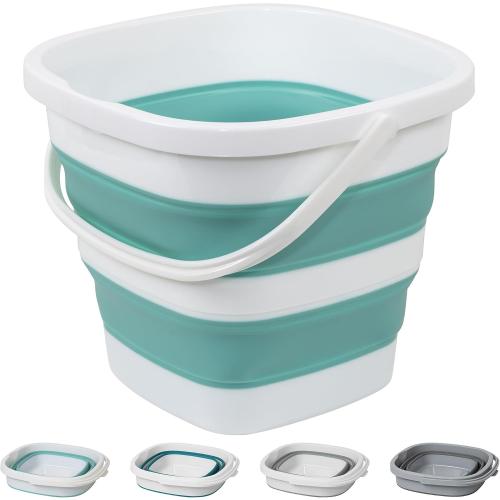 Collapsible Bucket, 2.6 Gallon 10L Mop Bucket for Cleaning, Car Washing, Portable Plastic Tub for Camping, RV, Beach, Fishing, Garden, Indoor and Outdoor Space Saving Wash Basin Ice Buckets