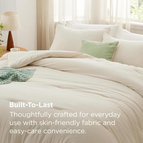 Bedsure Oversized King Comforter Prewashed Bedding Set 3Pcs Cream 120x98