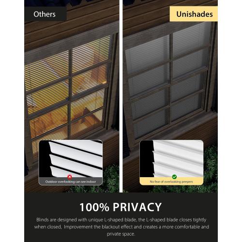 No Drill Blinds for Windows 1 Vinyl L-Shaped Slats Cordless Mini Blinds for Home, for Window Size 36 W × 48 H White