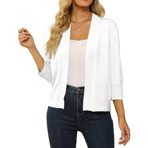 SIZE L ❗ ❗ Womens 3/4 Sleeve Cropped Cardigan Sweater Fashion Cardigans Lightweight Knit Sweaters