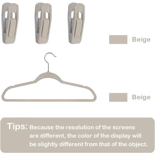 Velvet Hangers Clips, Pants Hangers Velvet Clips(60pc, Beige)