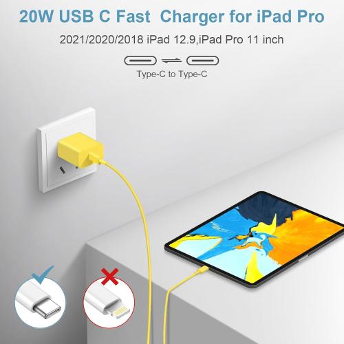 Yellow 2 Pack iPhone 17 16 15 Charger Fast Charging Type C Chargers USB C Charger Block iPhone Air Chargers with 2 Pack 6FT Cable for iPhone 17/17 Plus/17 Pro Max/16/16 Plus/16 Pro Max/15 Pro Max/iPad Pro(Yellow)