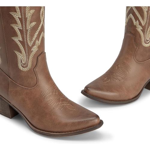 Size 7.5 Athlefit Cowboy Boots for Women Knee High Cowgirl Western Block Tall Boots
