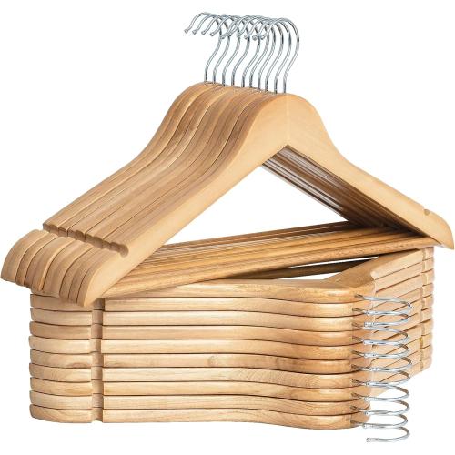 StorageWorks Wooden Hangers 20 Pack, Wood Coat Hanger for Coats, Shirts, Jackets, Pants, Suits, Black Color