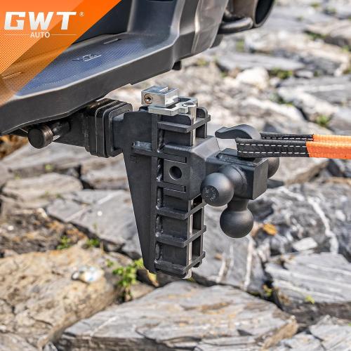 Adjustable Trailer Hitch with Hook, Tri-Ball (1-7/8 x 2 x 2-5/16) Drop Hitch, Fits 2.5-Inch Receiver, 6 Inch Drop Hitch, 18500 LBS GTW-Class 3 Tow Hitch for Heavy Duty Truck, Black