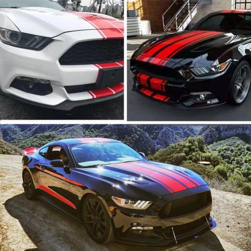 Car Hood Stripe Sticker Universal Auto Racing Stripes Body Side Decal Vinyl Stripe Sticker Accessories Modified Decoration for Car Vehicles (Red, 63 * 11'')