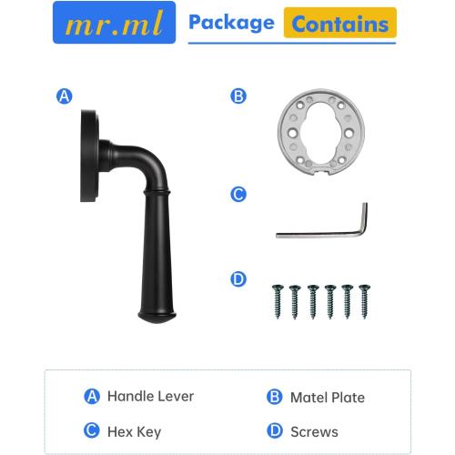 Door Handle Black Double Dummy Door Lever, 1 Pack