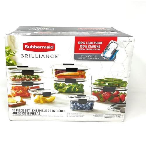 Rubbermaid Brilliance Food Storage Containers with Lids - 16 Piece Set MAY HAVE MISSING PIECES