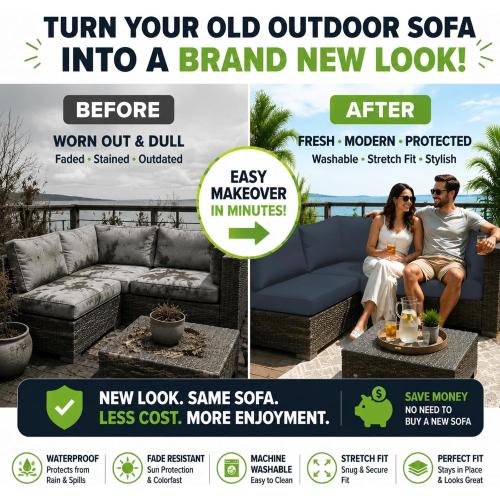 12 Pcs Outdoor Cushion Covers, Patio Sofa Cushion Covers Replacement
