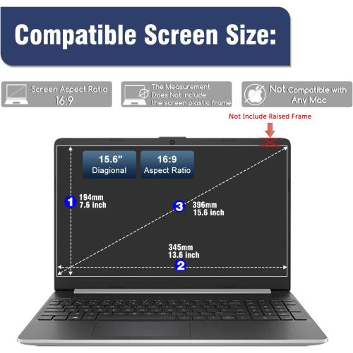 15.6 inch Laptop Screen Protector Tempered Glass Compatible with Other All 15.6 Laptops Portable Monitor with 16:9 Aspect Ratio,(345x194 / W x H)-Ultra Clear & 9H Hardness ,15.6 Tempered Glass Shield