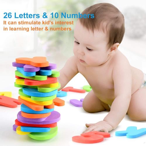 Bath Toys Organizer   36 Soft Foam ABC 123 Letters & Numbers Bathroom Alphabet Baby Toys for Early Learning Foam Letters and Quick Dry Storage Net Bag