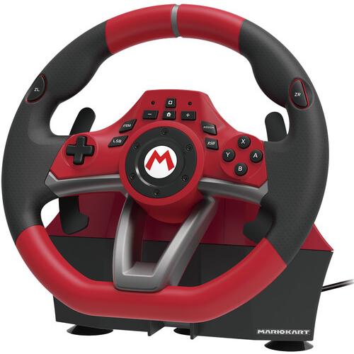 Hori - Red and Black Super Mario Kart Edition Nintendo Switch Deluxe Pro Video Game Racing Wheel