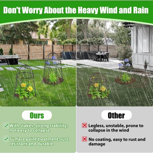 8 Pack Garden Cloches for Plants, Sturdy Chicken Wire Cloches Plant Cover | Includes 6 Ground Stakes, Large Wire Cage, Animal Barrier, Protect Plants from Rabbits, Squirrels, Birds & Chickens