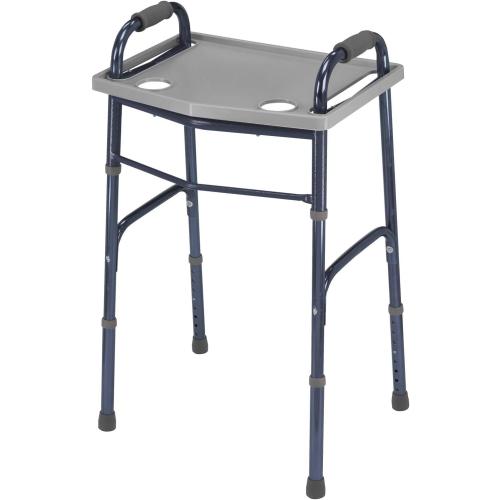 DMI Walker Tray With Cup Holders, Walker Tray For Folding Walkers, Mobility Accessory for Seniors, Tray Table for Standard Walkers, Multipurpose and Portable, Gray
