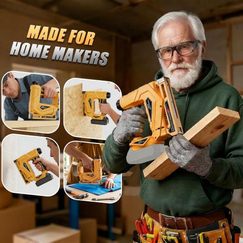 2 in 1 Electric Cordless Upholstery Staple Gun Compatible with Dewalt 20V MAX Battery(NO Battery): Impact Force Adjustment for DIY(Tool Only) - with 1000 3/8 Staples 1000 5/8 Brad Nails
