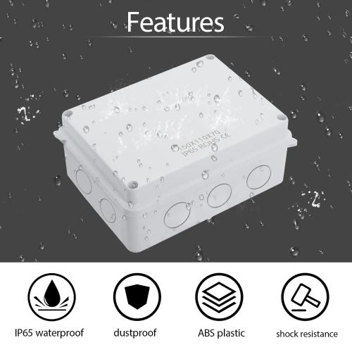 LeMotech Junction Box, Electrical Box IP65 Water Resistant Dustproof ABS Plastic Project Enclosure for Electronics White, External Size 5.9 x 4.3 x 2.8 inch