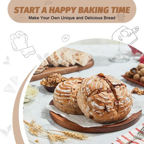 Sourdough Proofing Basket Gift Set, 9 Round and 10 Oval Banneton Bread Baking Supplies, Sourdough Baskets with Bread Lame, Danish Whish, Bowl Scraper, Sourdough Scraper, and Linen Liner