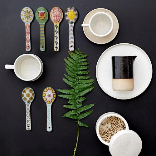 Ceramic Coffee Spoons Set of 6 – Multipurpose Teaspoons for Espresso/Tea/Dessert | Assorted Bright Colors, Lead-Free | Dishwasher/Microwave Safe | Cute Decorative Spoons for Kitchen & Gifts