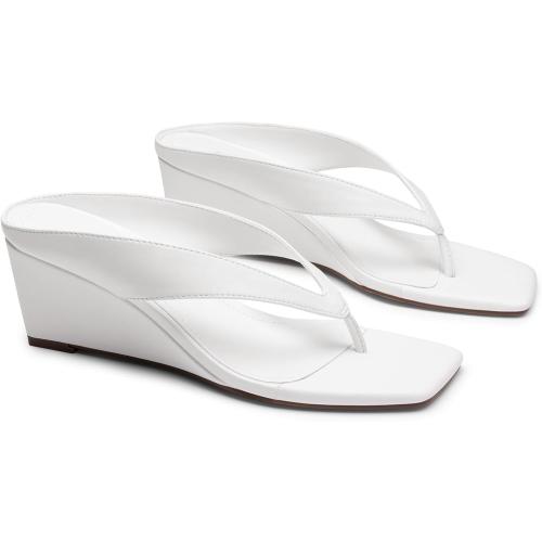 SIZE 10❗❗ WHITE❗❗Athlefit Women's Thong Wedge Flip Flops Sandals