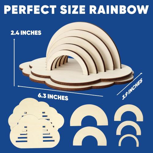 9 Rainbow Craft Kits for Kids - Wooden Paint Party Favors with Goodie Bags | Kids paint 9 wood rainbows in 6 pastel colors, then pack 9 goodie bags. Birthday party favors and rainbow crafts for ages 3