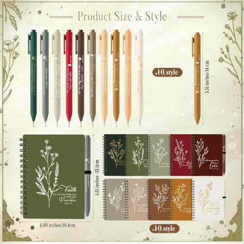 20 Pcs Christian Gift Bible Study Notebook with Notes Christian Pen Aesthetic Religious Journal Church Prayer Notepad Jesus Valentines for Clergy Pastor Sunday School Employee (Retro Color)