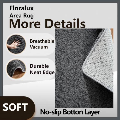 Floralux Area Rugs Size  9x12 Color Grey  Living Room, Dark Grey, Large Shag Rug Bedroom Rug, Ultra Soft Shaggy Fluffy Carpet for Playroom, Plush Modern Carpets for Kids Room, Dorm Home Decor Aesthetic