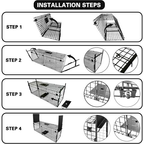 Thealyn Animal Cage Trap 32 X 13 X 10 inch Double Door Animal Cage Trap Metal Trap Cage Humane Live Animal Trap for Rabbits, Stray Cat, Squirrel, Raccoon, Mole, Gopher, Opossum