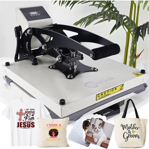 ColorSub Heat Press 15x15 inch Industrial Quality Heat Press Machine with Slide Out Drawer, Heat Press Machine for T Shirts, White