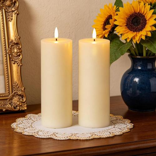 3x9 Ivory Flameless Candle, Real Wax LED Pillar Candle with Remote & Timer