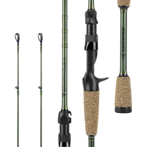 KastKing Spartacus II Twin-Tip Spinning & Casting Fishing Rods | 2-Piece Rods with Extra Tip Section, IM6 Graphite Blanks, PTS Power Transition System, KastFlex Tech, Rubber Cork Handle