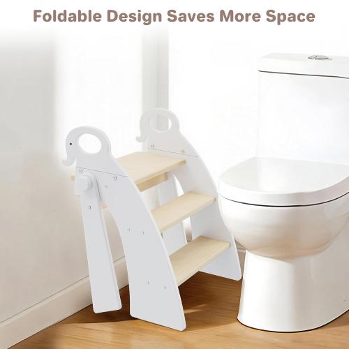 Step Stool for Toddlers & Kids, Bathroom Sink, 3 Step Foldable