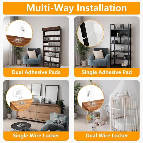 No Drill Metal Furniture Wall Anchors (10 Packs) for Baby Proofing