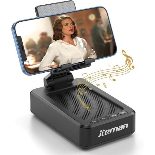 Cell Phone Stand with Wireless Bluetooth Speaker and Anti-Slip Base HD Surround Sound Perfect for Home and Outdoors with Bluetooth Speaker for Desk Compatible with iPhone/ipad/Samsung Galaxy
