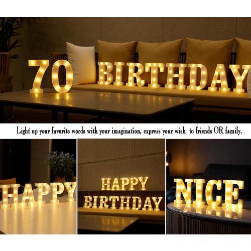 Led Light Up Numbers, 70th Birthday Decorations, Marquee Numbers Lights, Battery Powered Light Up Sign for 70 Decor Party (White)
