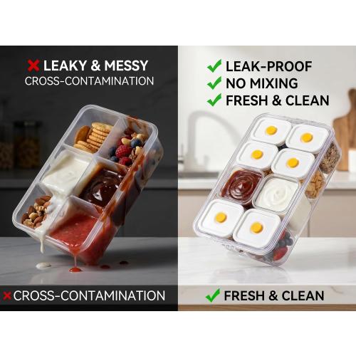 Snackle Serving Tray with Lid – Leak-Proof Upgraded Snack Platter for Dips, Sauces, Fruits & Veggies – Airtight Covered Food Tray for BBQ, Picnics, Road Trips & Outdoor Entertaining