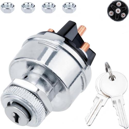 Ignition Switch with Key, Universal Ignition Key Switch, 12V 4 Position