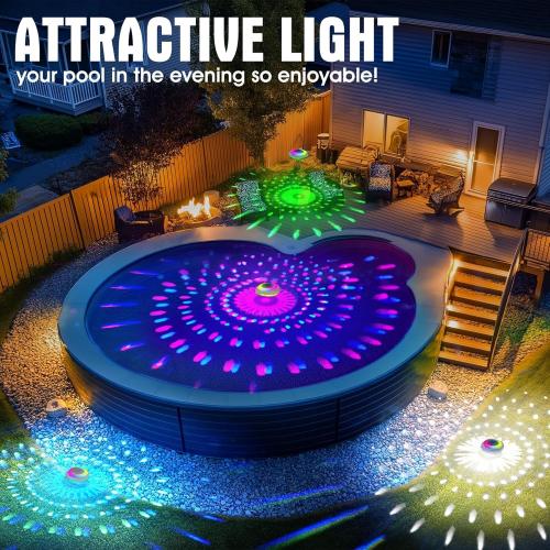 Floating Pool Lights, Pool Light that Float IP68 Waterproof, Color Changing Swimming Pool Lighting,Pool Floating Light for Inground Above Ground Pools-2PCS