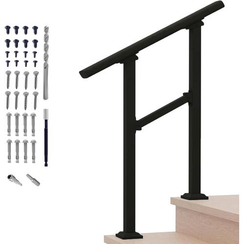 Hand Rails for Outdoor Steps,2 Step Stair Handrail & Indoor Stair Railing Kit，Metty Metal Railings for Outdoor Steps and Hand Rails for Seniors for Porch Railing