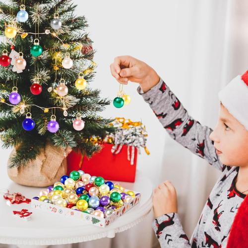 120 PCS Mini Christmas Balls Ornaments,0.6/16mm Miniature Glitter Balls,Hanging Ornament Pendants for Xmas Tree,DIY Craft,Outdoor Indoor Decor(10 Colors)