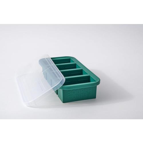 1 Cup Silicone Freezer Molds - Soup Cubes Perfect for Freezing Broth, Rice, Leftovers and More - Silicone Freezer Trays with Lids for Meal Prep - Kale - 1-Pack