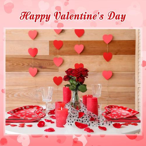 Domensi 50 Pcs Mother's Day Paper Plates Red Love Heart Disposable Paper Plates 7 inch Love Party Tableware for Summer Valentine Best Mom Anniversary Birthday Wedding Bridal Table Picnic Supplies