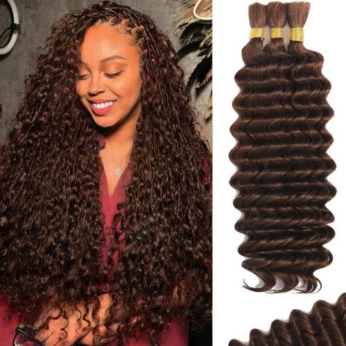 Human Braiding Hair for Boho Braids, 20 Inch 110g Deep Wave Bulk